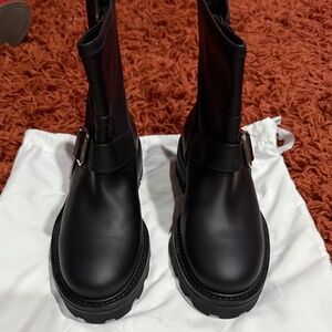 JIMMY CHOO Black Biker Boots. Sz EU 36/ US 5.5. Fits Like Sz 6! Only Worn Once!